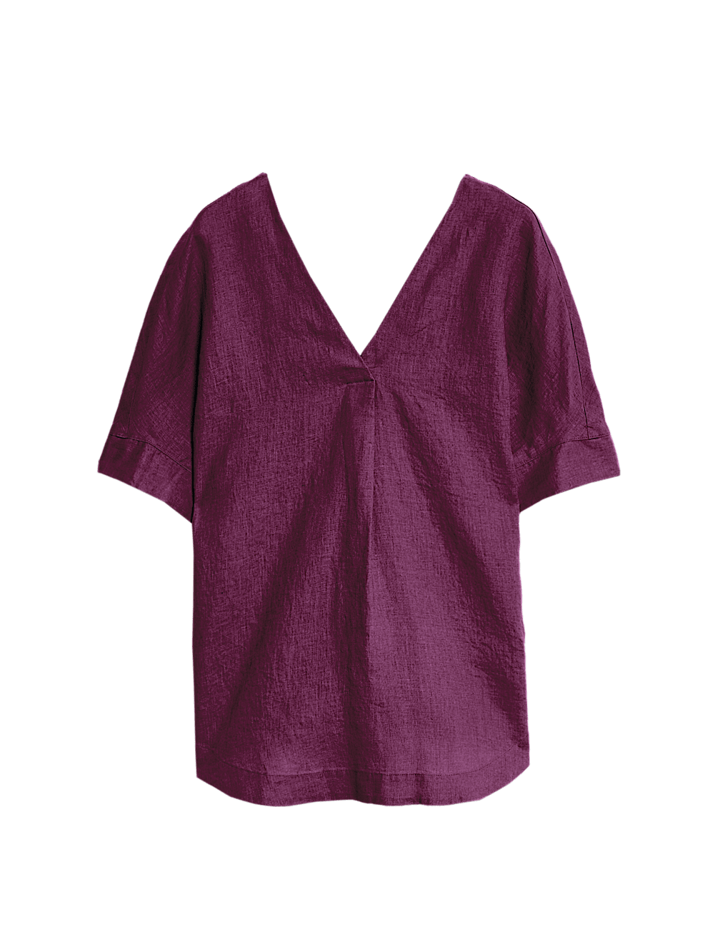 Pure Linen V-Neck Relaxed Popover Blouse