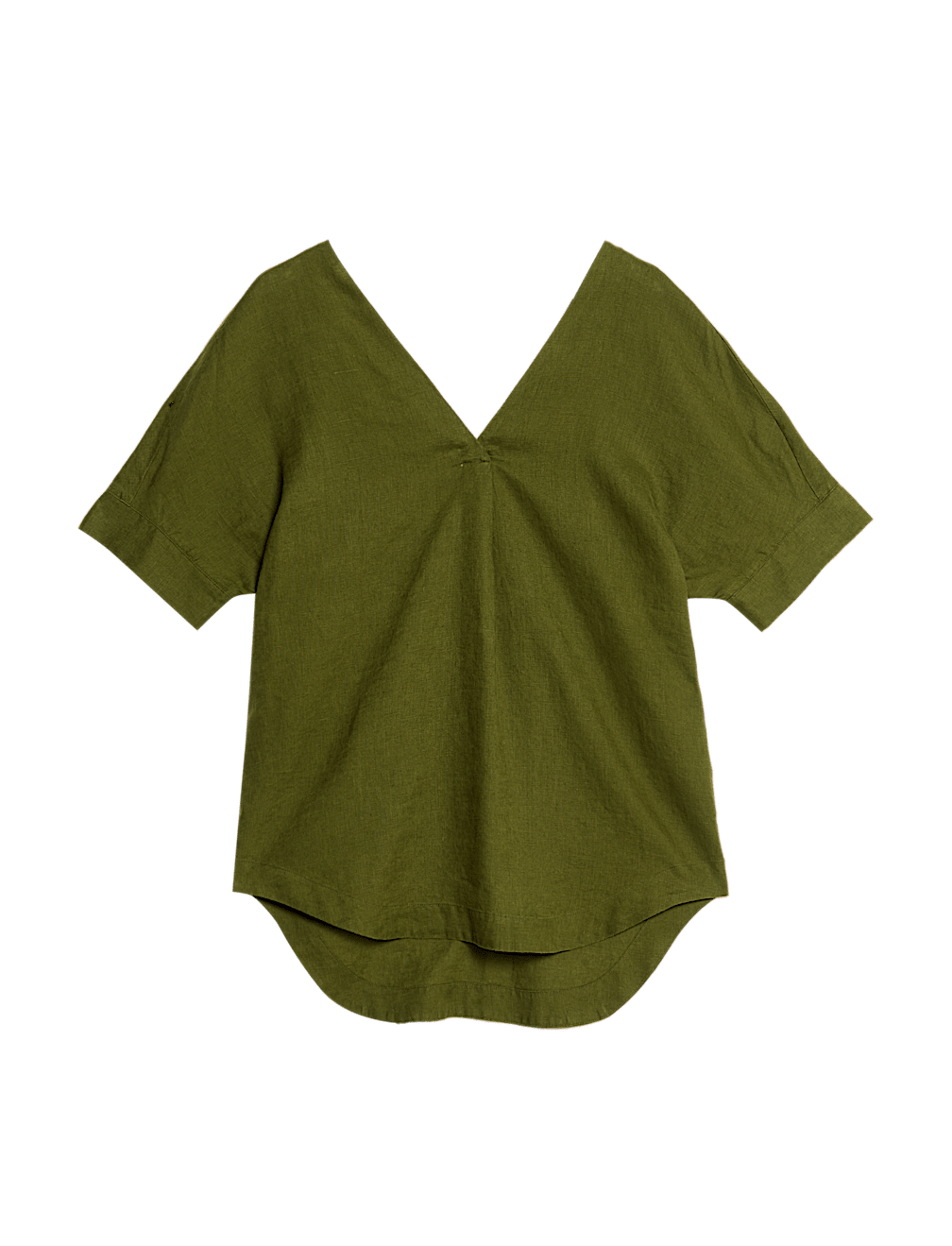 Pure Linen V-Neck Relaxed Popover Blouse