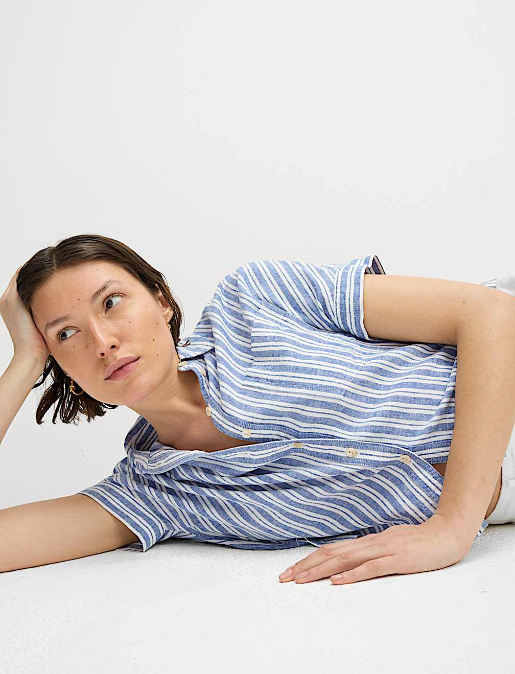 Linen Rich Striped Relaxed Shirt