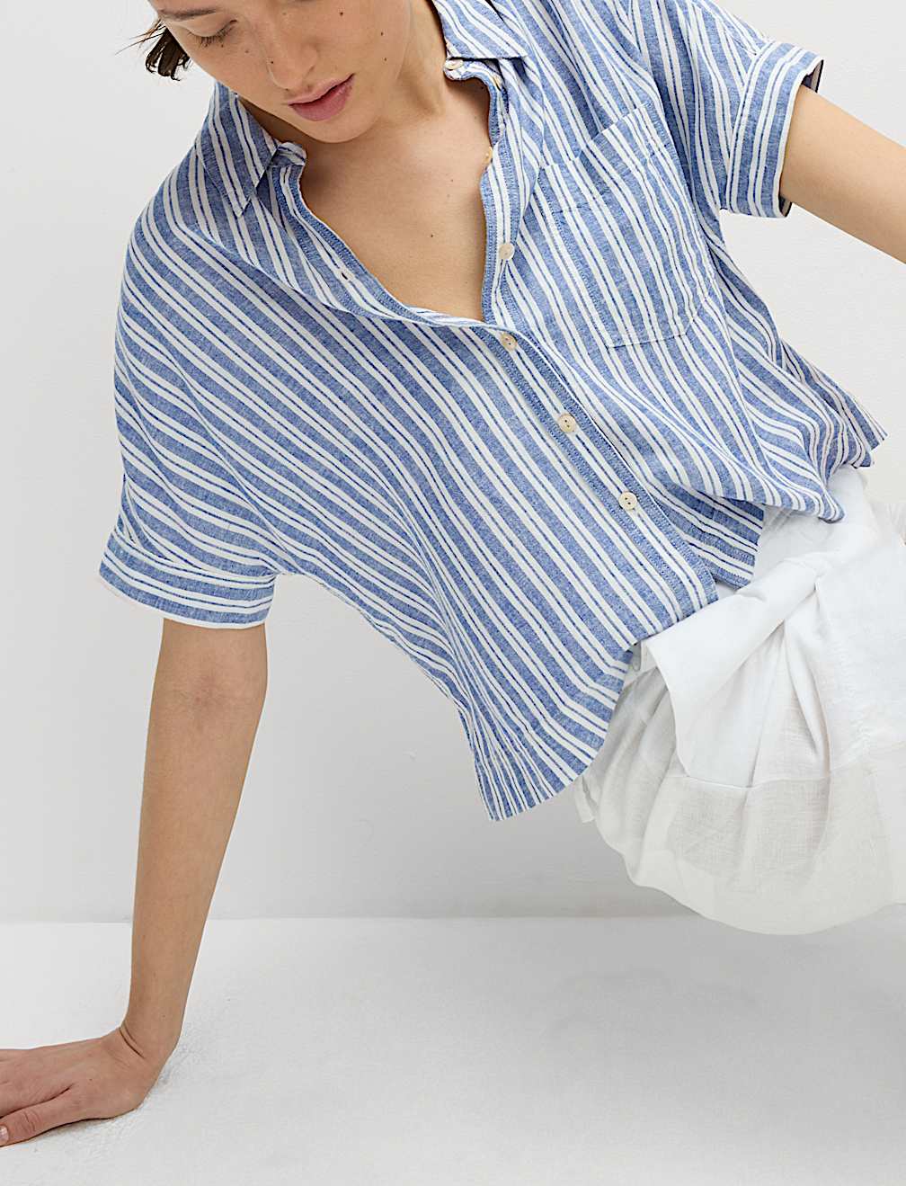 Linen Rich Striped Relaxed Shirt