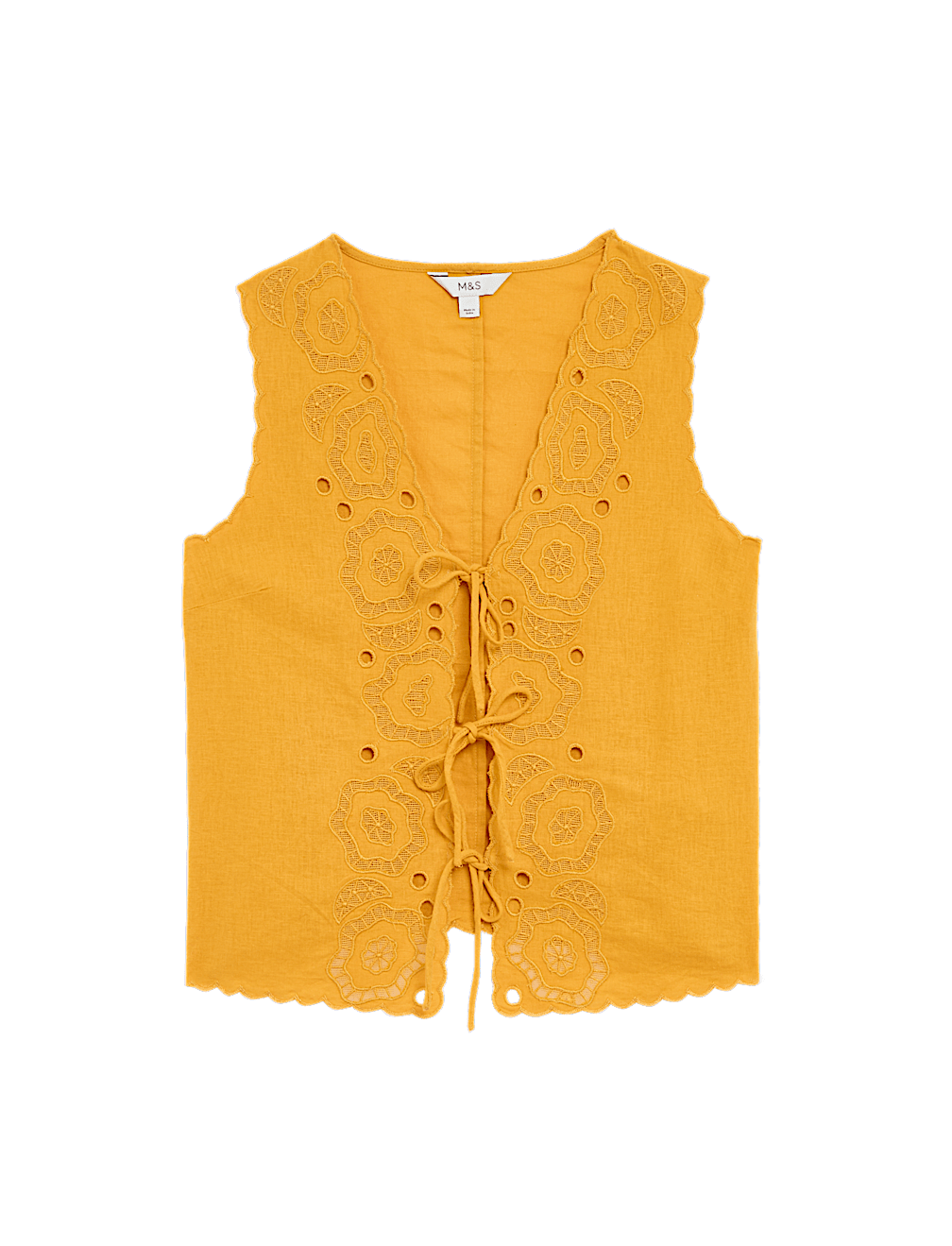 Linen Rich Cutwork Detail Top
