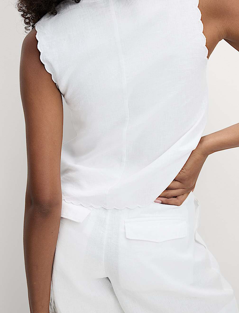 Linen Rich Cutwork Detail Top