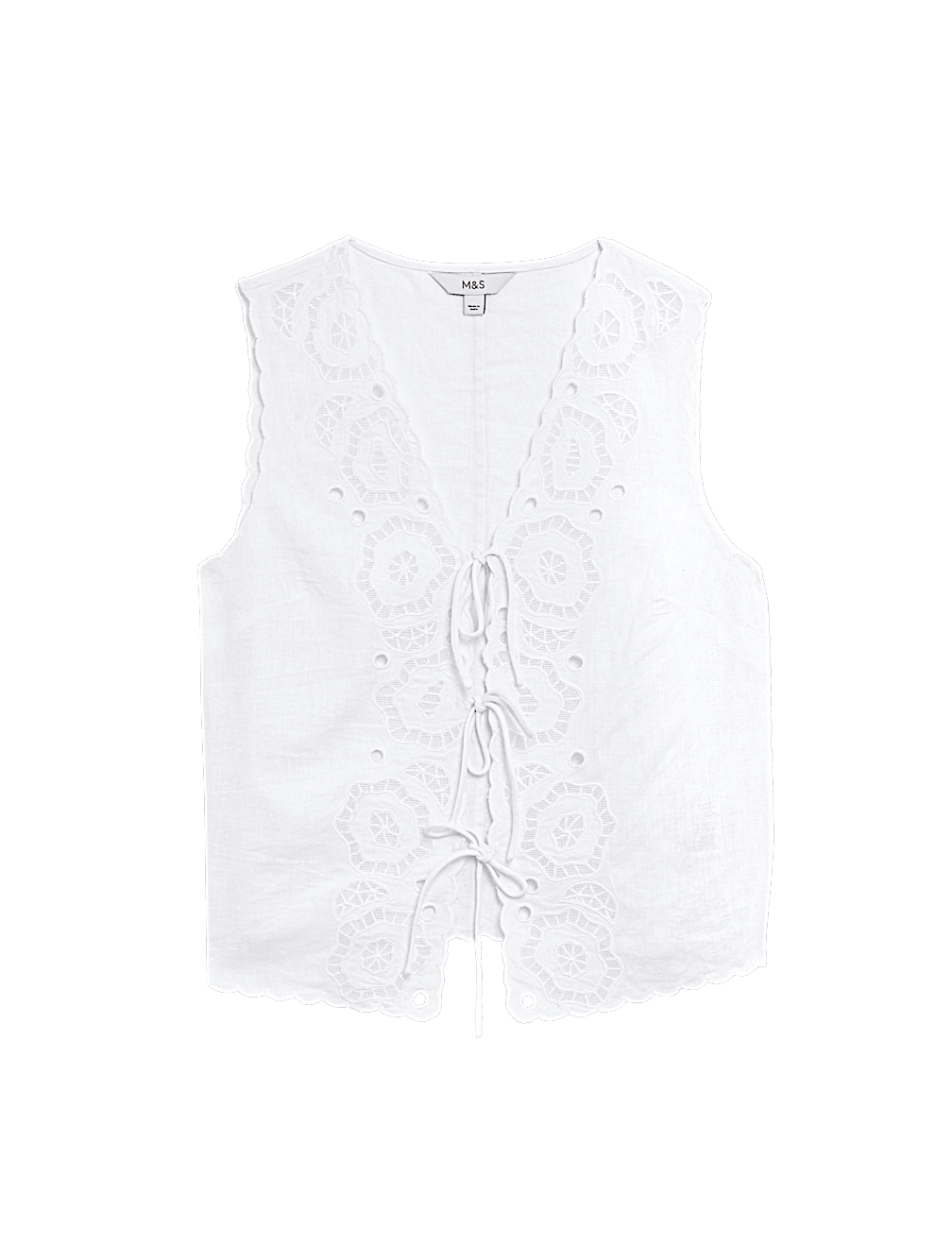 Linen Rich Cutwork Detail Top