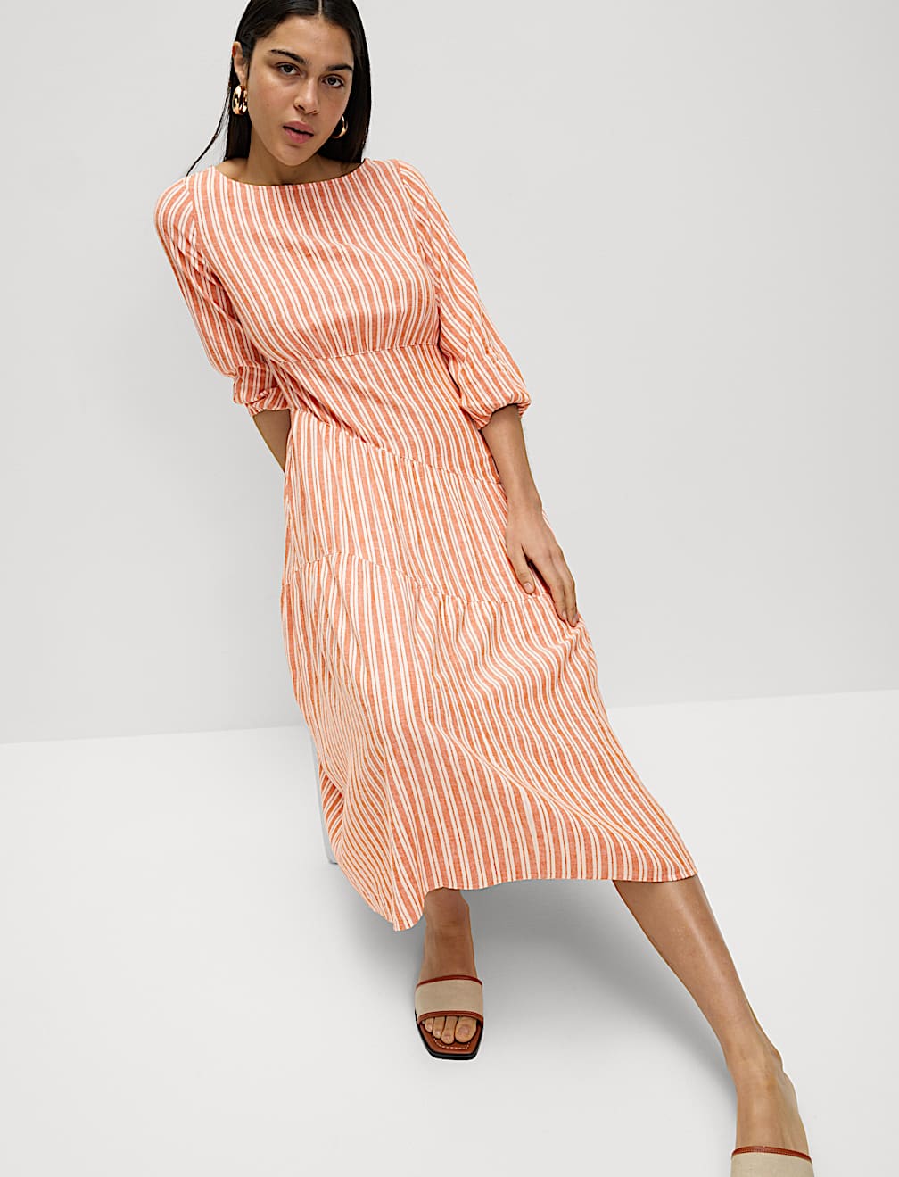 Linen Rich Asymmetrical Midi Beach Dress