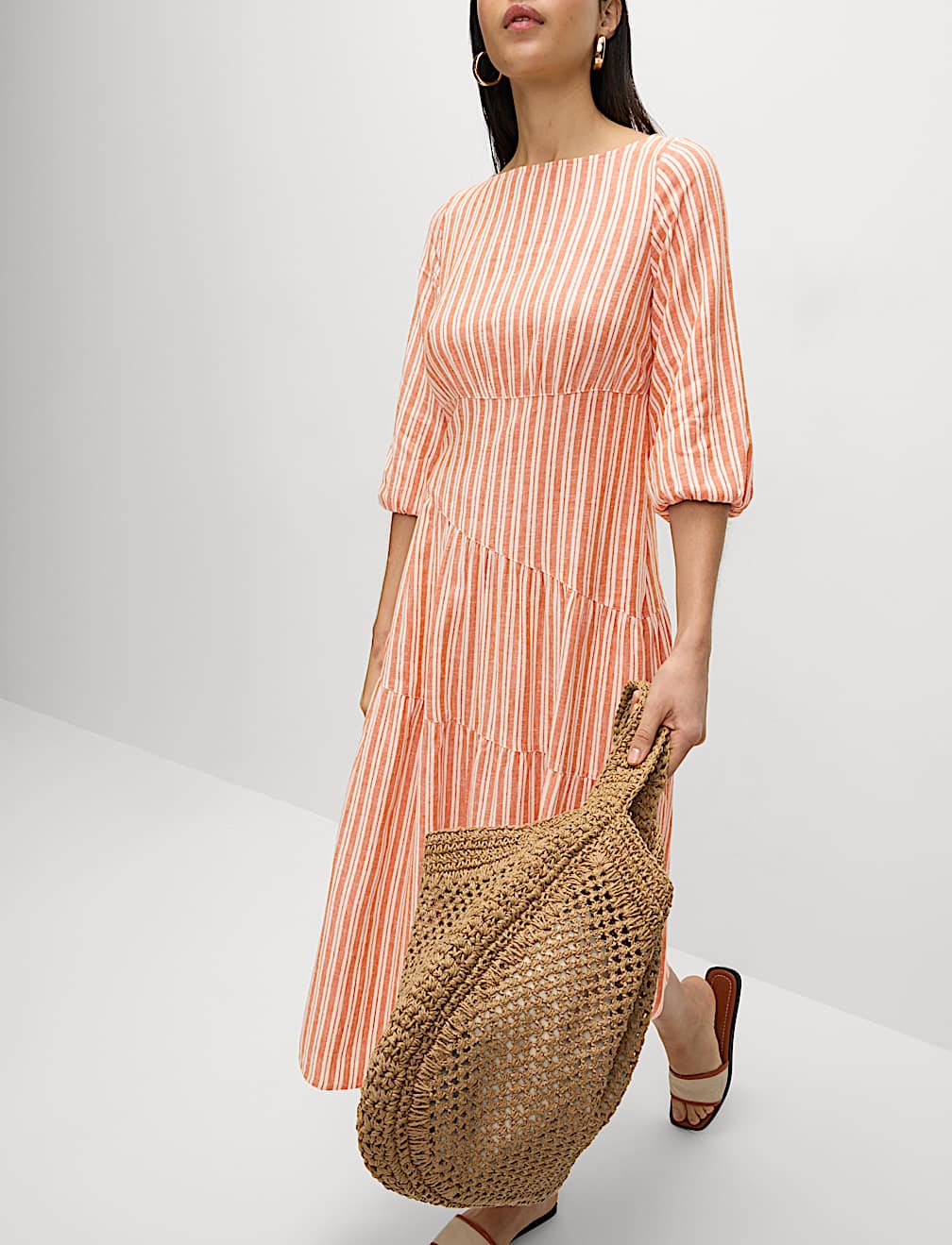Linen Rich Asymmetrical Midi Beach Dress
