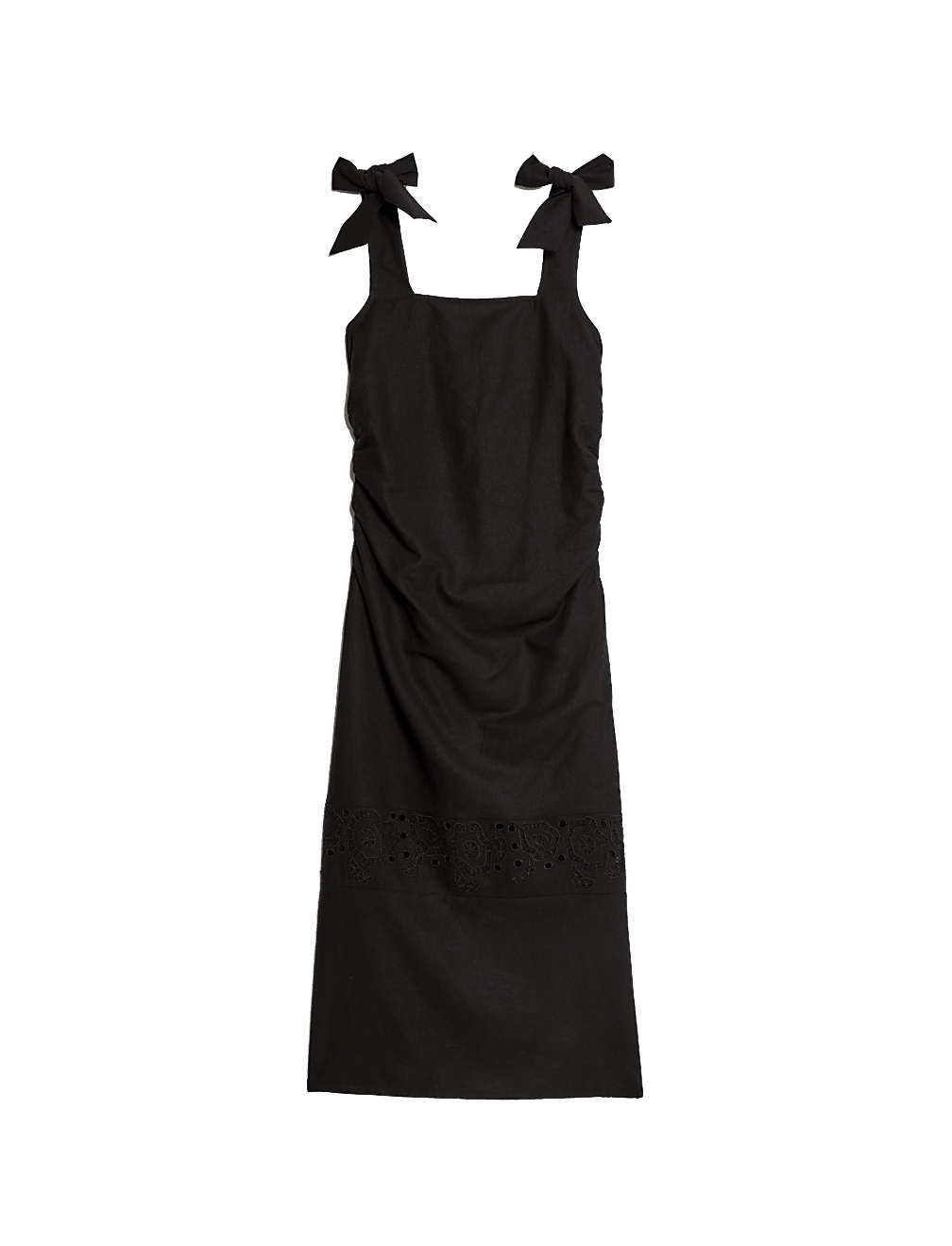 Linen Rich Broderie Midi Shift Dress