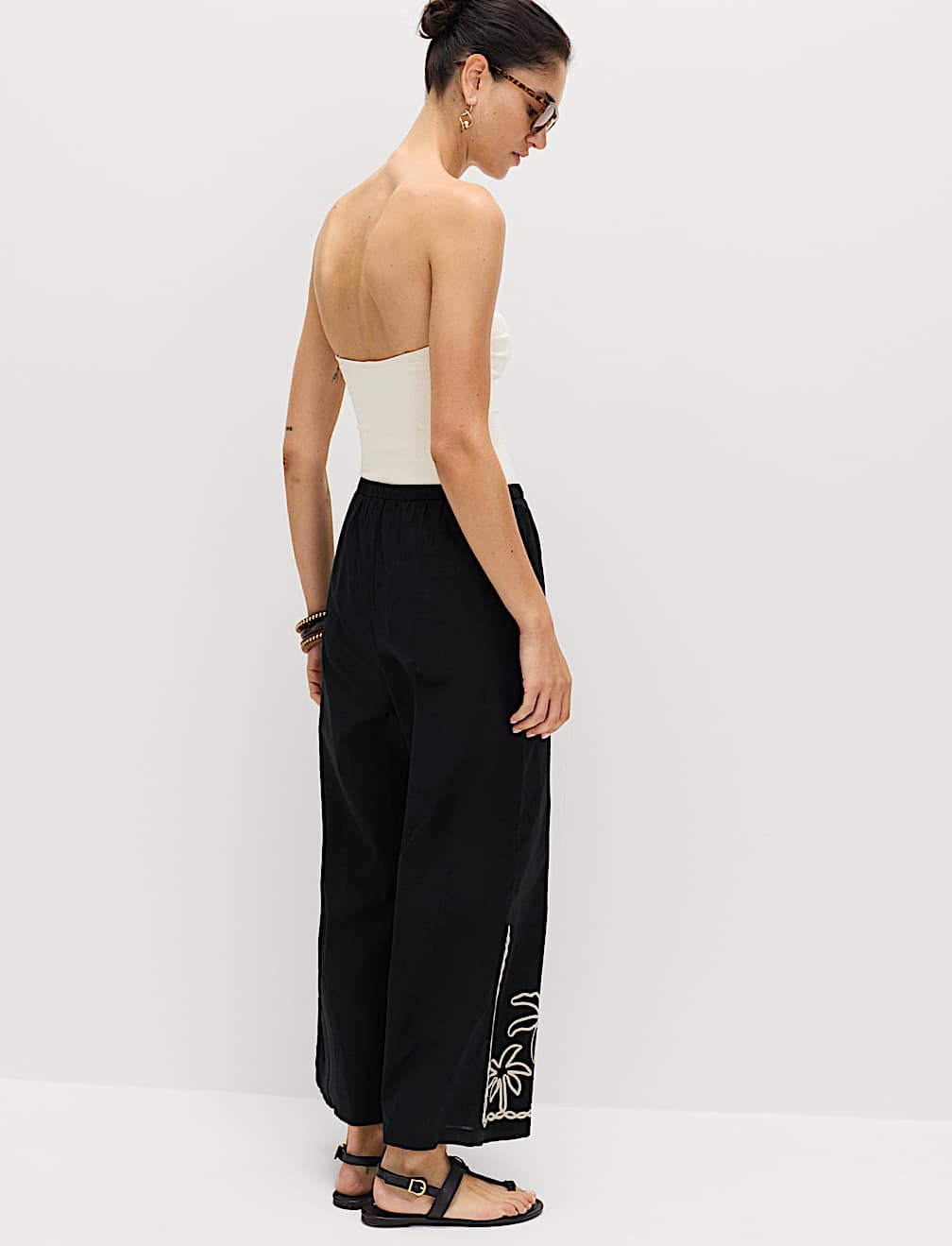 Pure Cotton Embroidered Beach Trousers