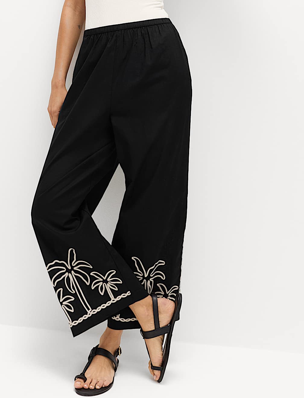 Pure Cotton Embroidered Beach Trousers