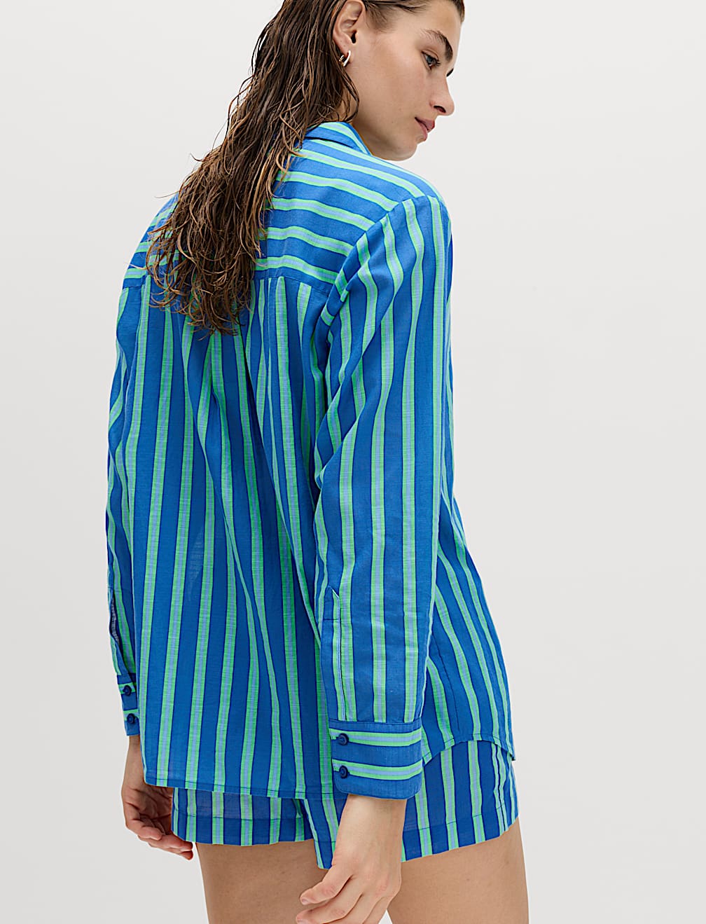 Pure Cotton Striped Long Sleeve Beach Shirt