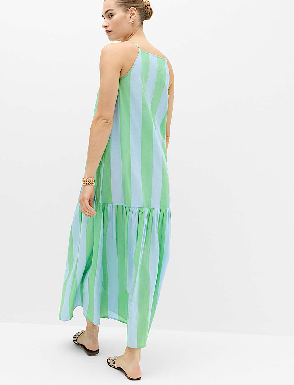 Pure Cotton Strappy Square Neck Beach Dress