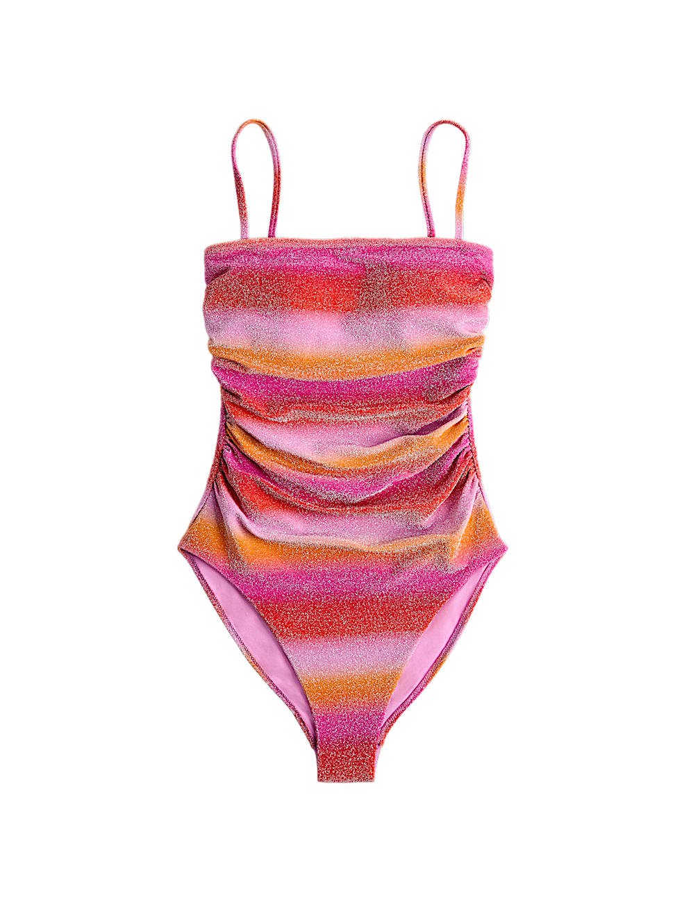 Ombre Padded Ruched Square Neck Swimsuit
