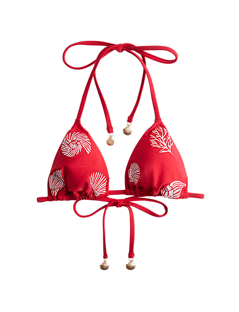 Embroidered Padded Triangle Bikini Top