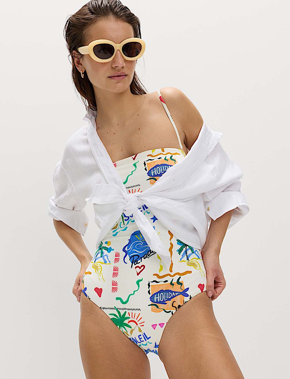 Printed Bandeau Swimsuit