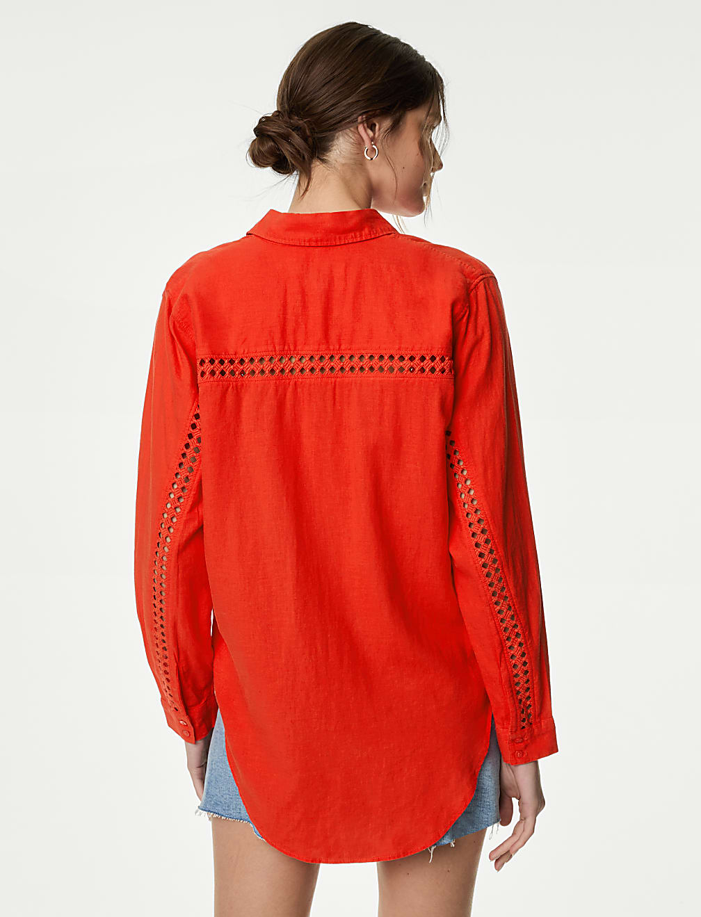Linen Blend Collared Relaxed Shirt