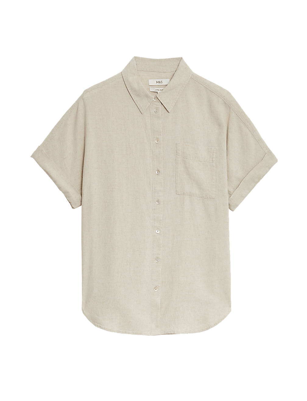Linen Blend Collared Button Through Shirt