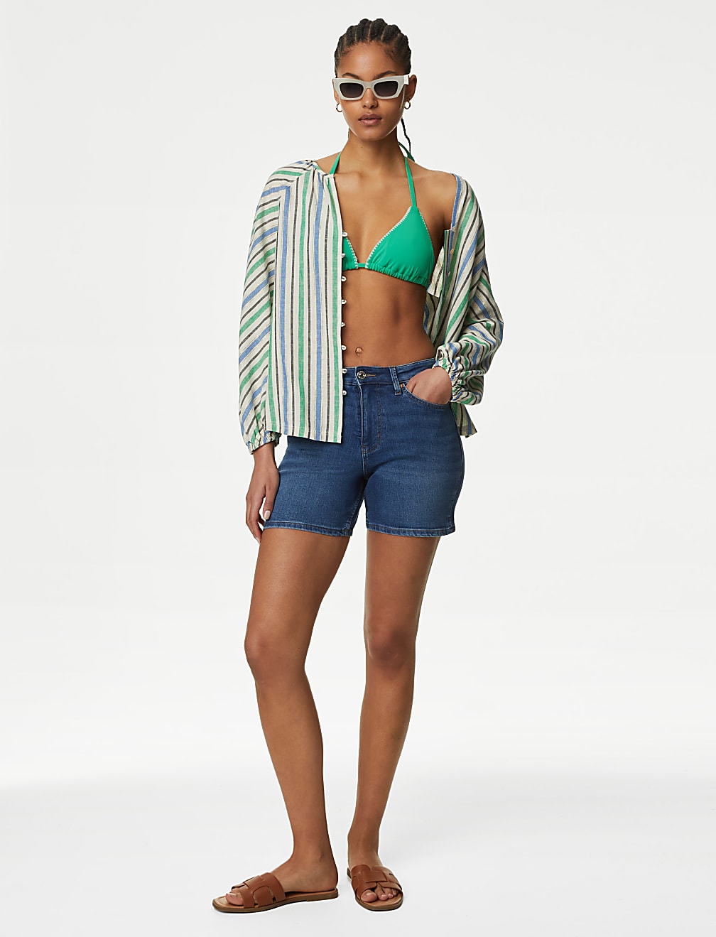 Linen Blend Striped Blouse
