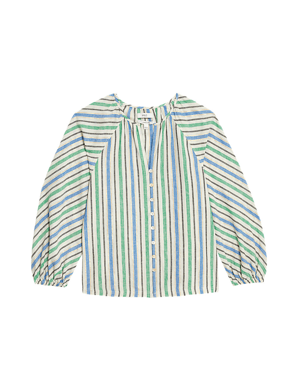 Linen Blend Striped Blouse
