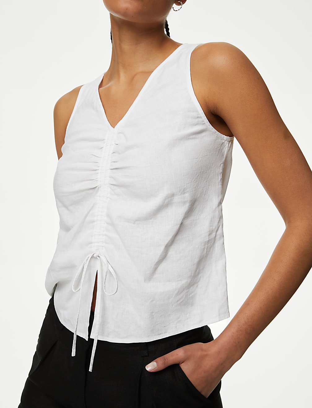 Ruched Front V-Neck Vest