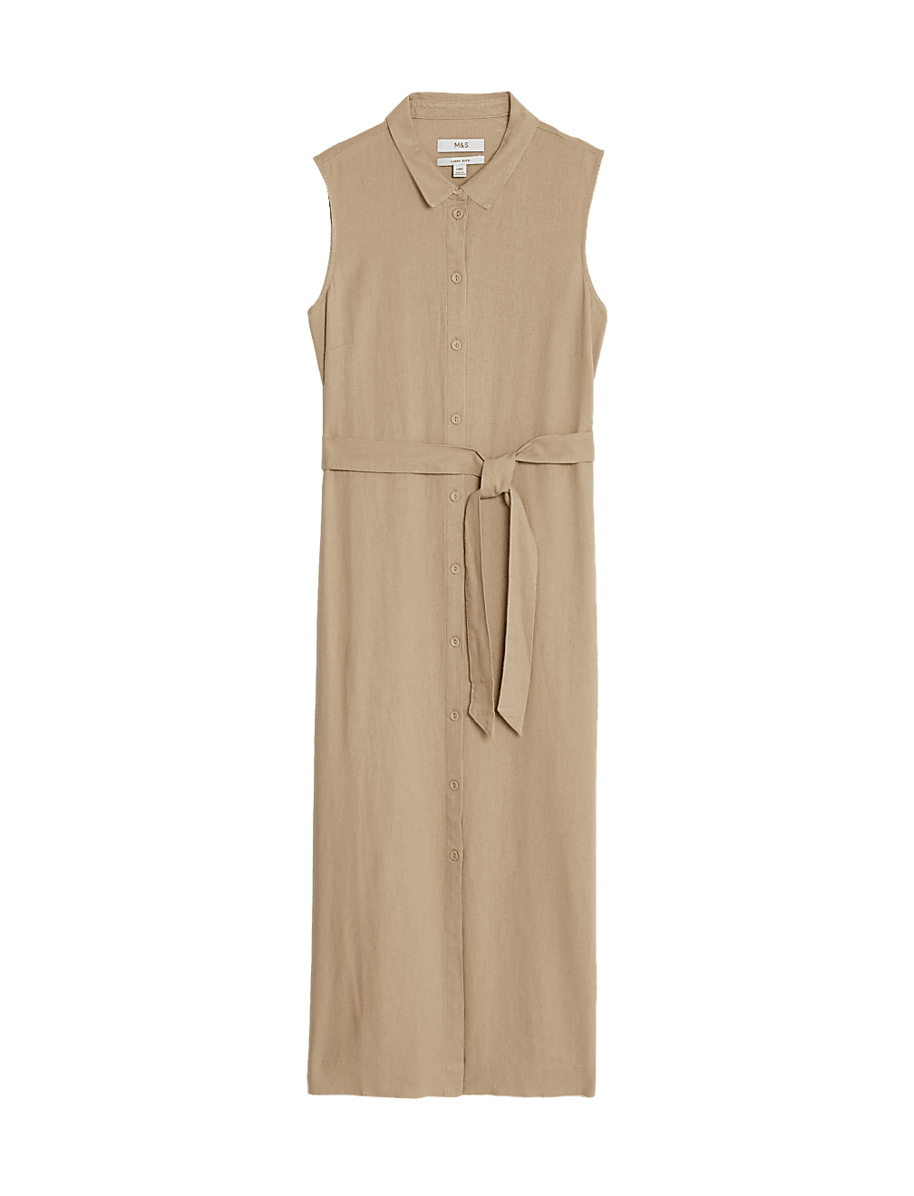 Linen Rich Button Through Midi Shirt Dress