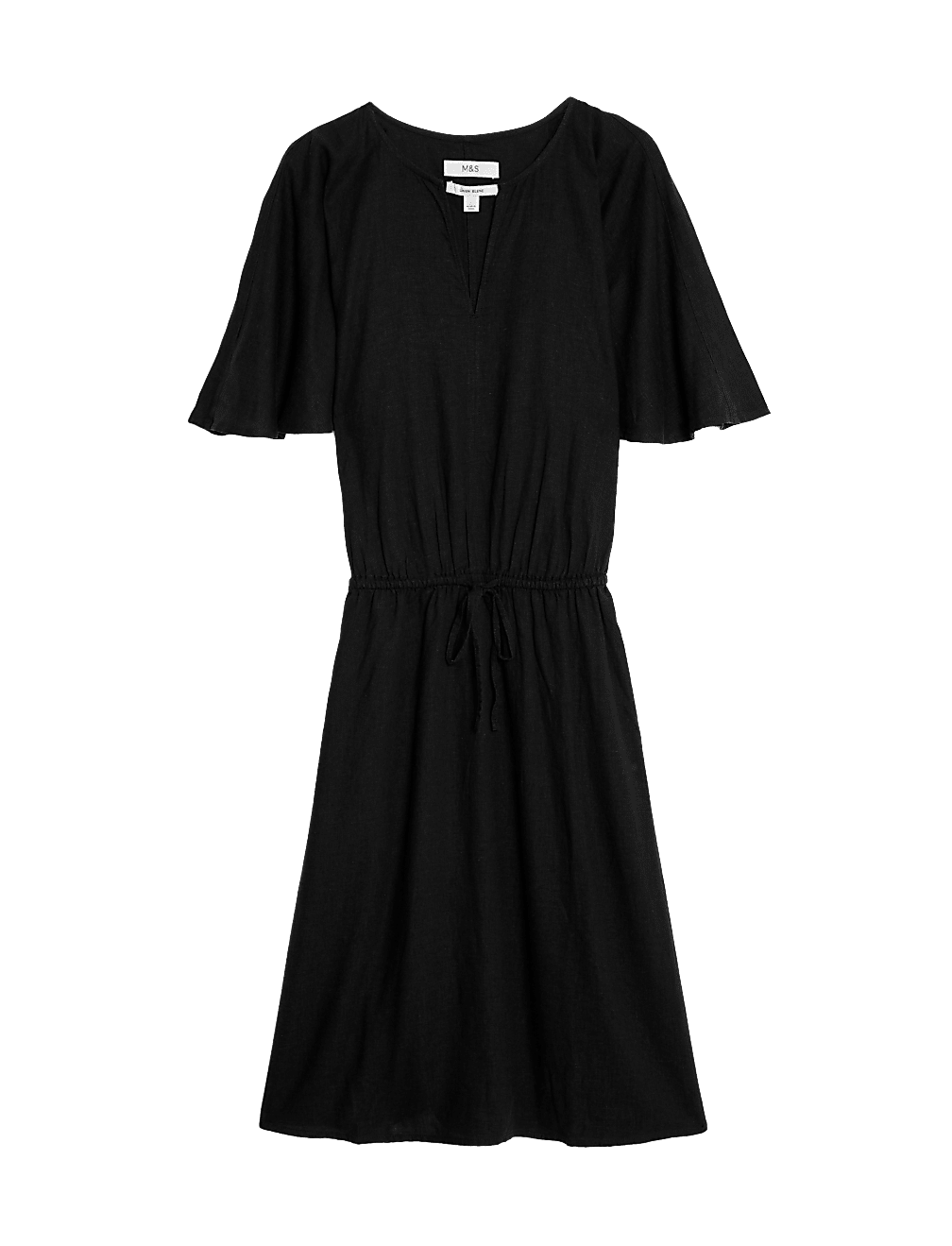 Buy Linen Blend V-Neck Knee Length Swing Dress at Marks & Spencer