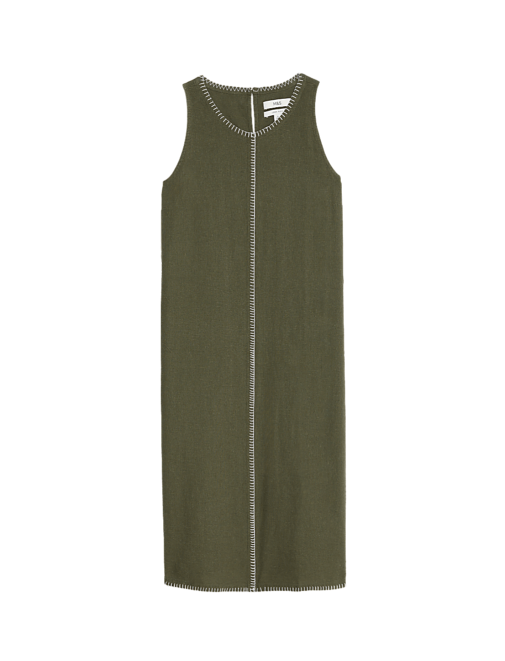Linen Rich Stitch Detail Shift Dress