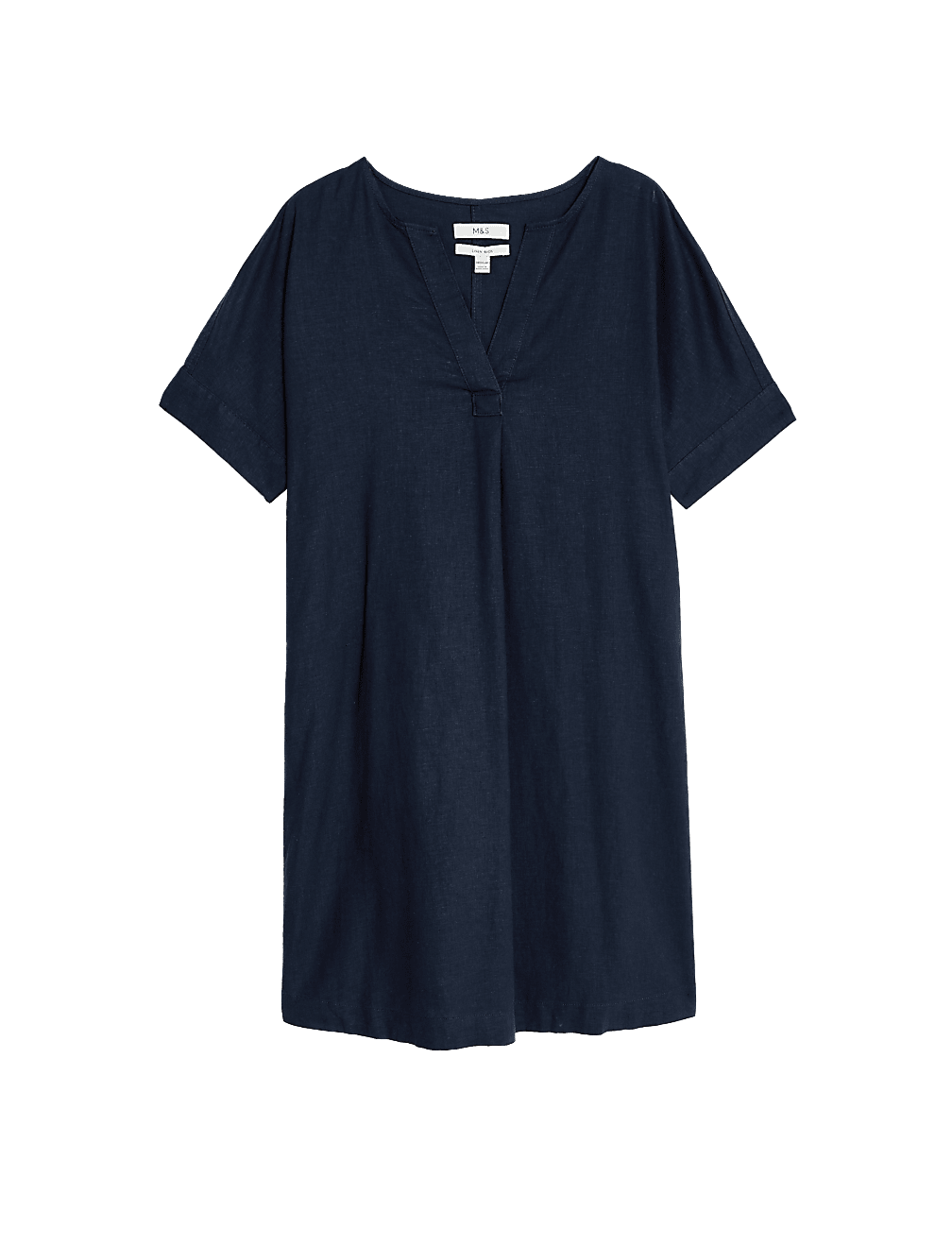 Buy Linen Rich V-Neck Knee Length Shift Dress at Marks & Spencer