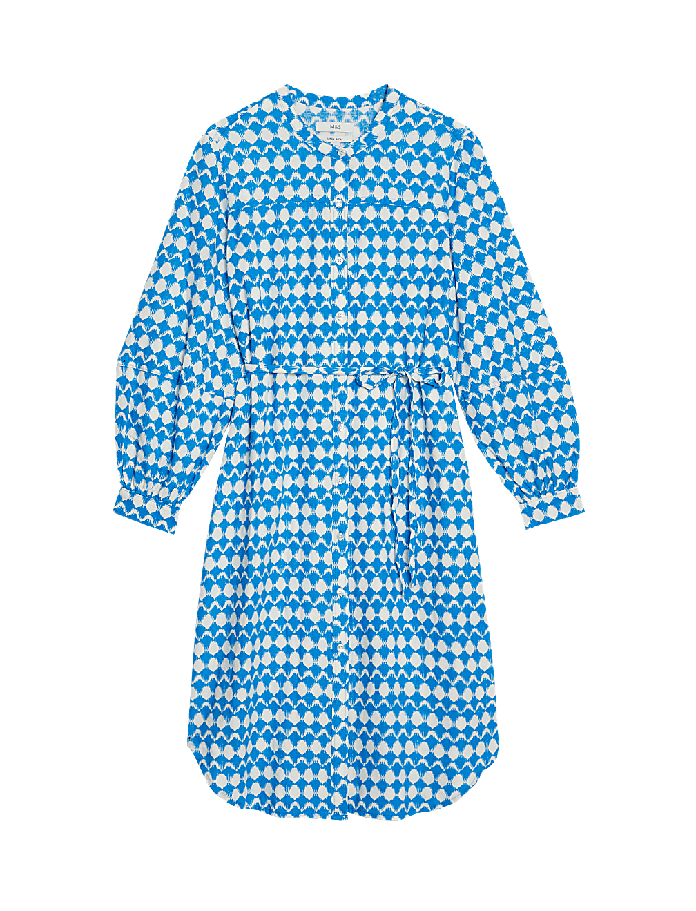 Linen Rich Printed Midi Shirt Dress