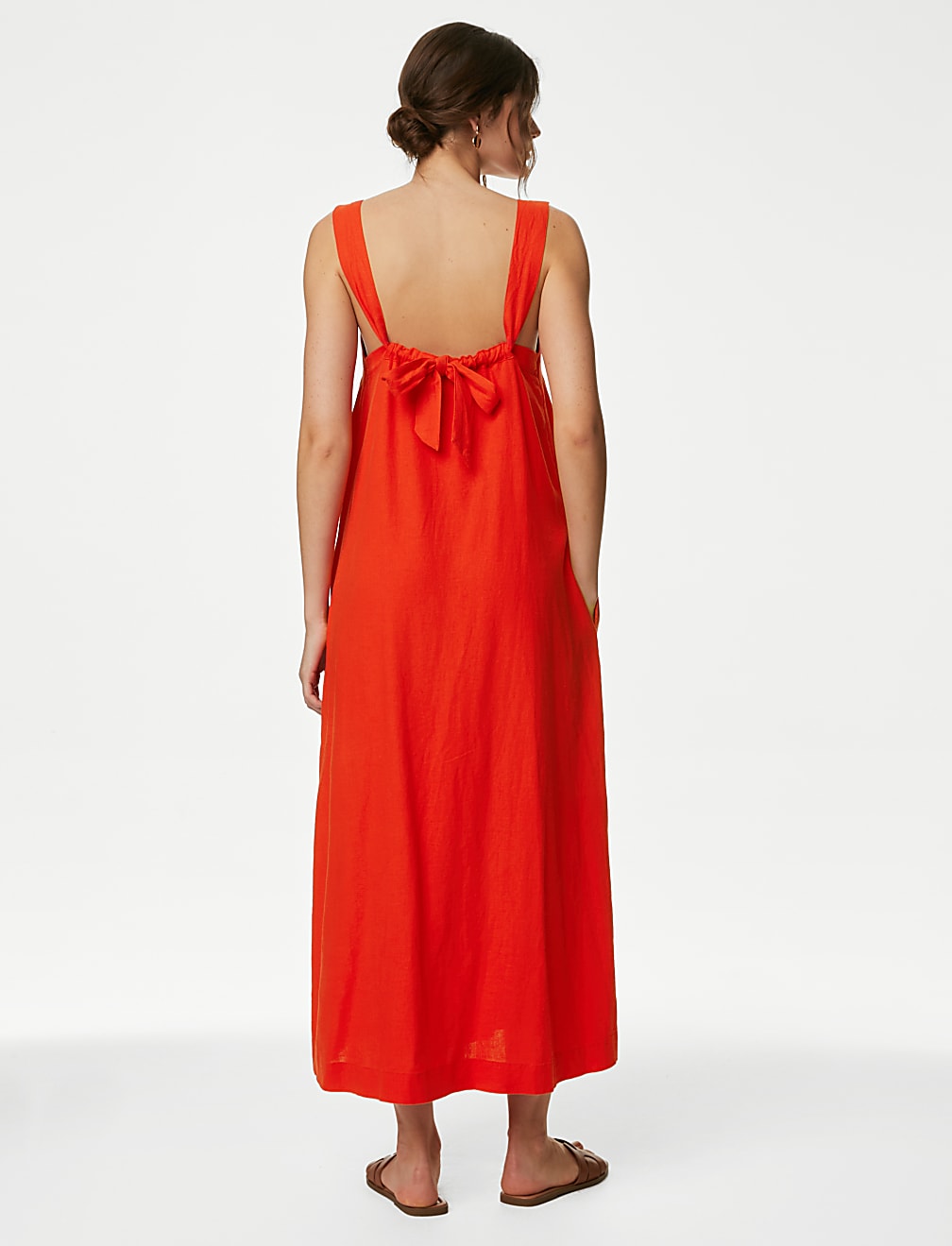 Linen Rich Square Neck Midaxi Dress