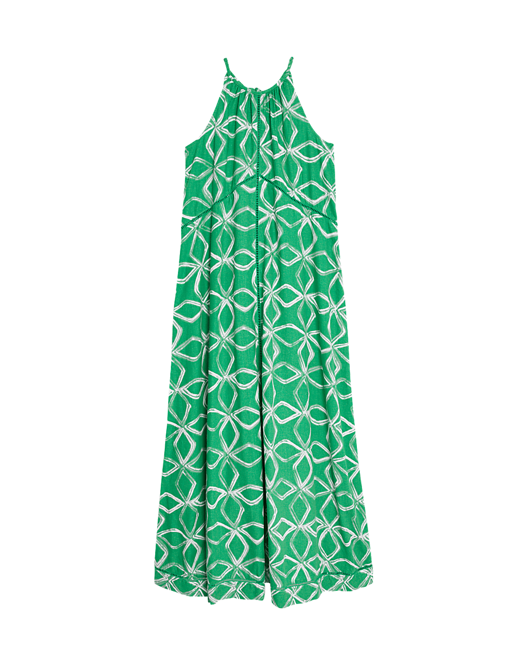 Linen Rich Printed Halter Neck Maxi Dress