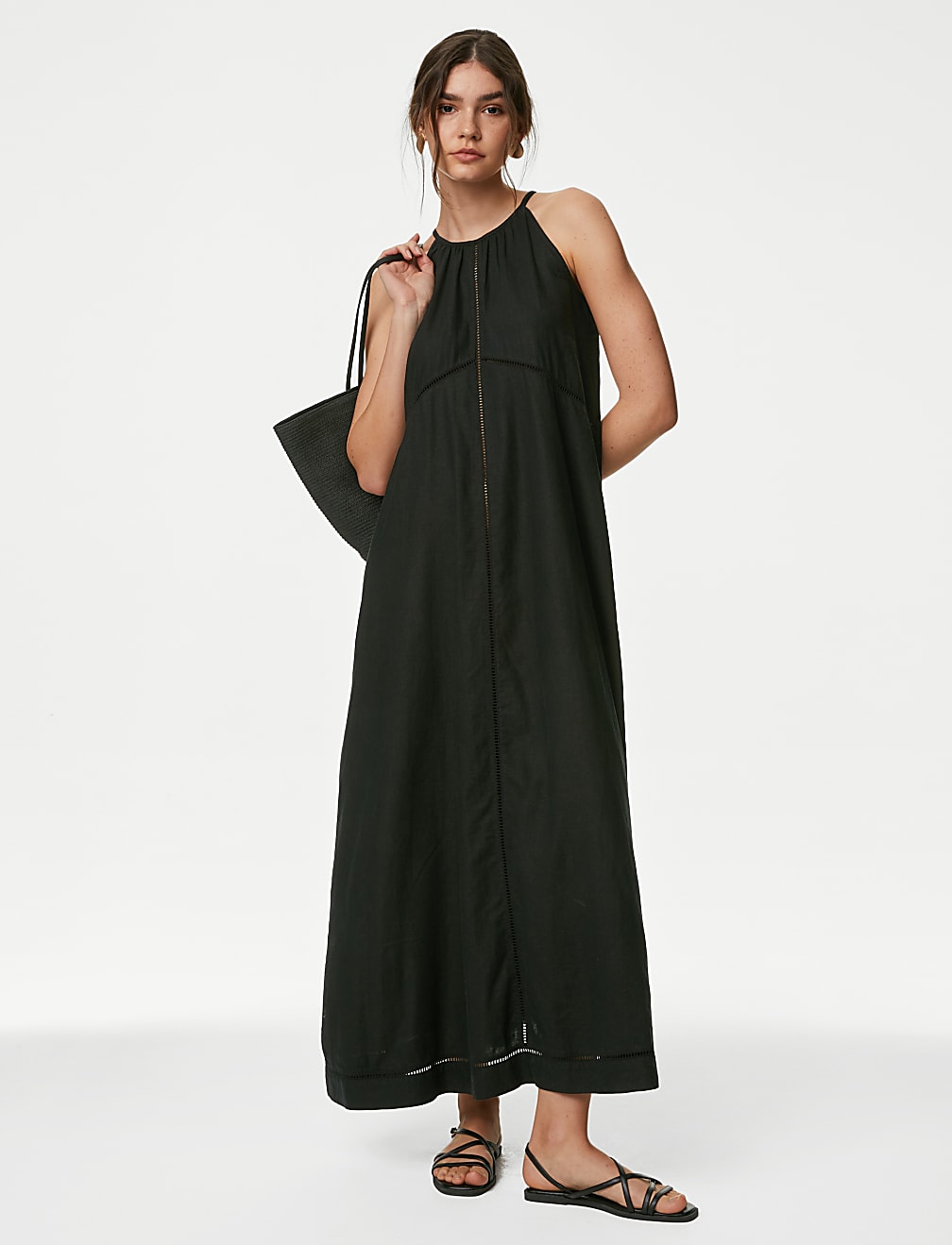 Buy Linen Rich Halter Neck Maxi Shift Dress at Marks Spencer
