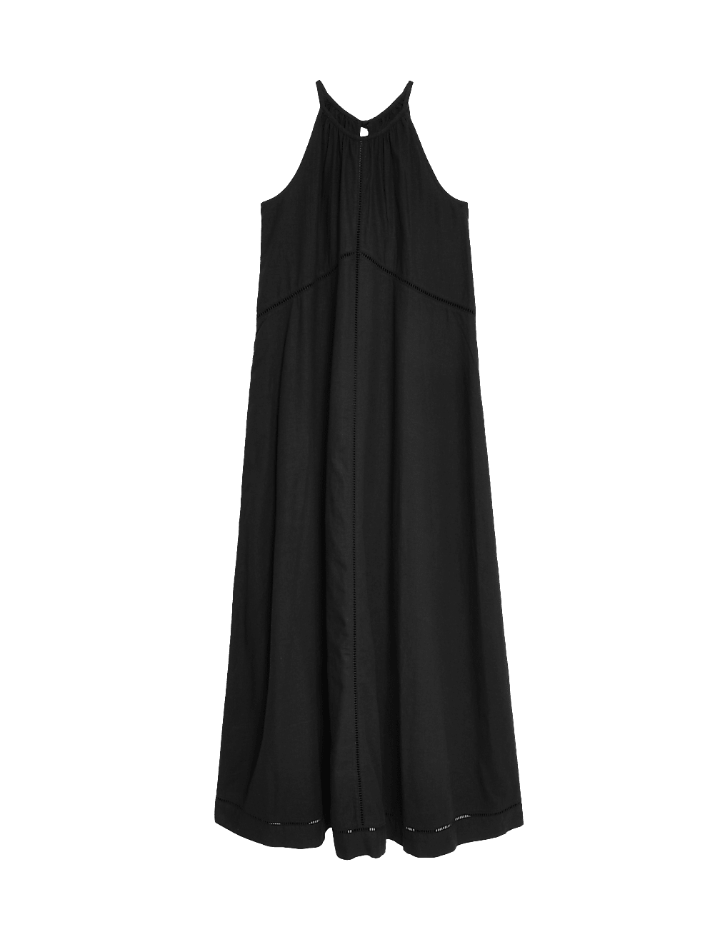 Linen Rich Halter Neck Maxi Shift Dress