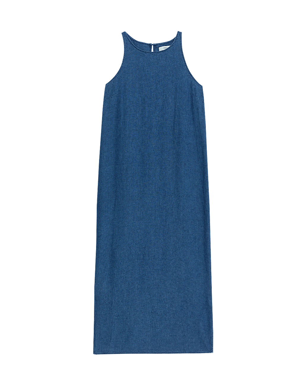 Linen Rich Round Neck Midi Slip Dress