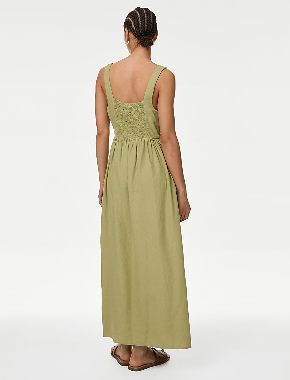Linen Rich Strappy Midaxi Swing Dress