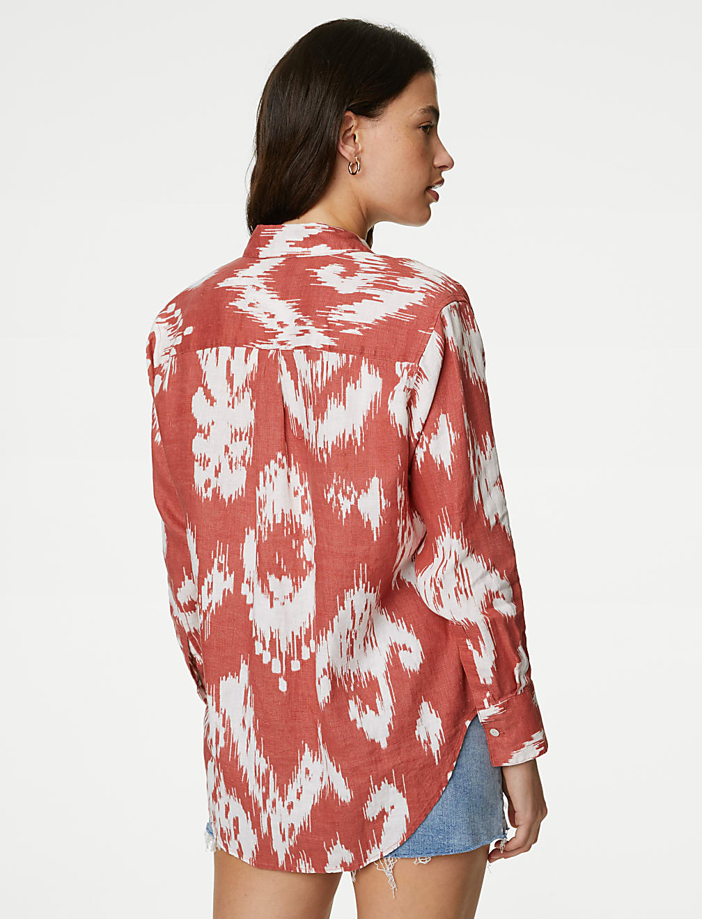Pure Linen Printed Collared Relaxed Shirt
