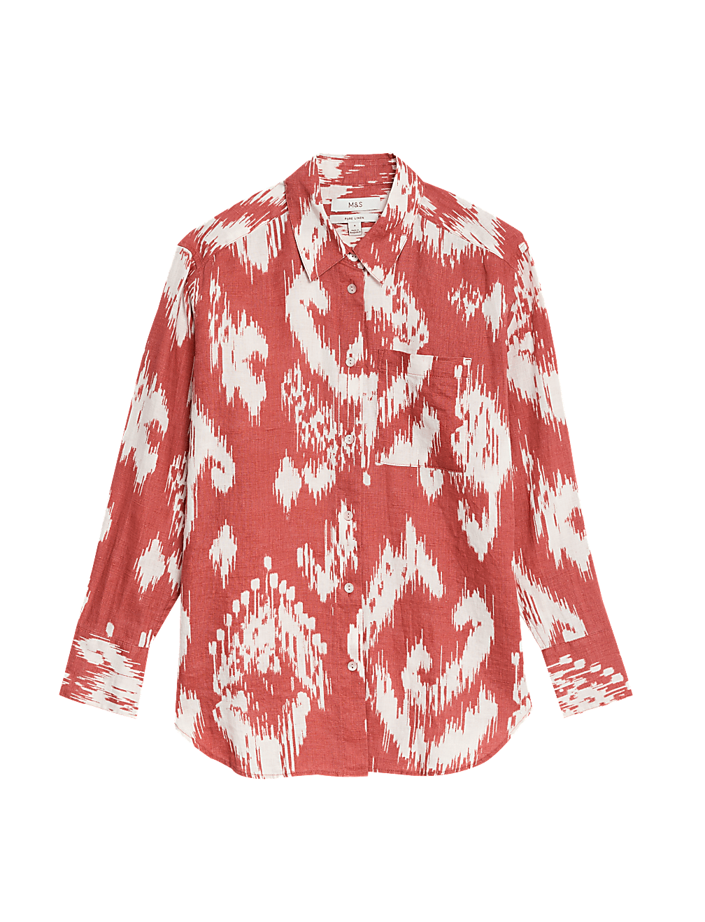 Pure Linen Printed Collared Relaxed Shirt