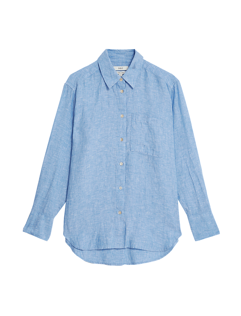 Pure Linen Collared Relaxed Shirt