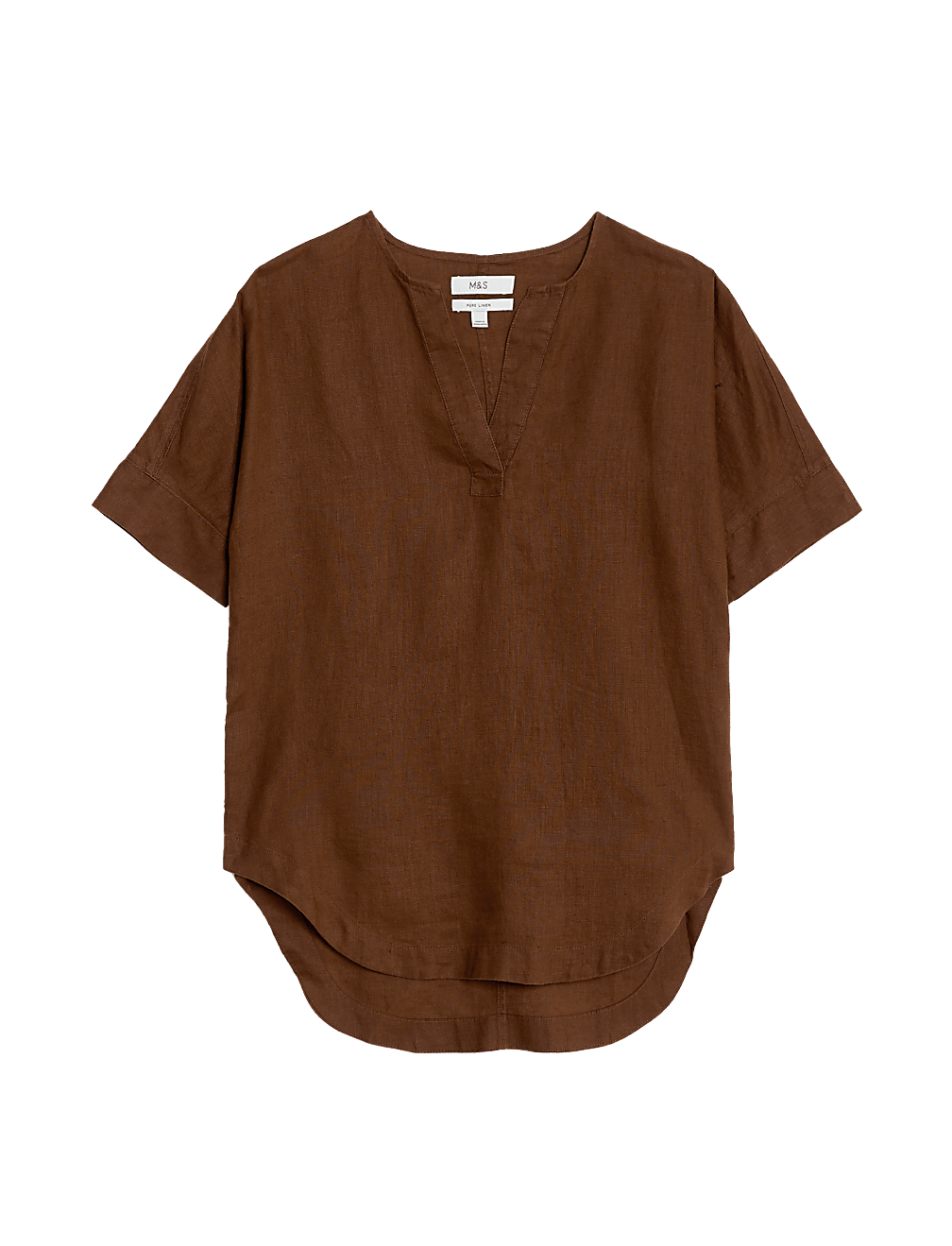 Pure Linen V-Neck Popover Blouse