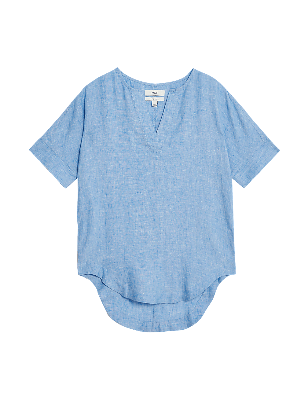 Pure Linen V-Neck Popover Blouse