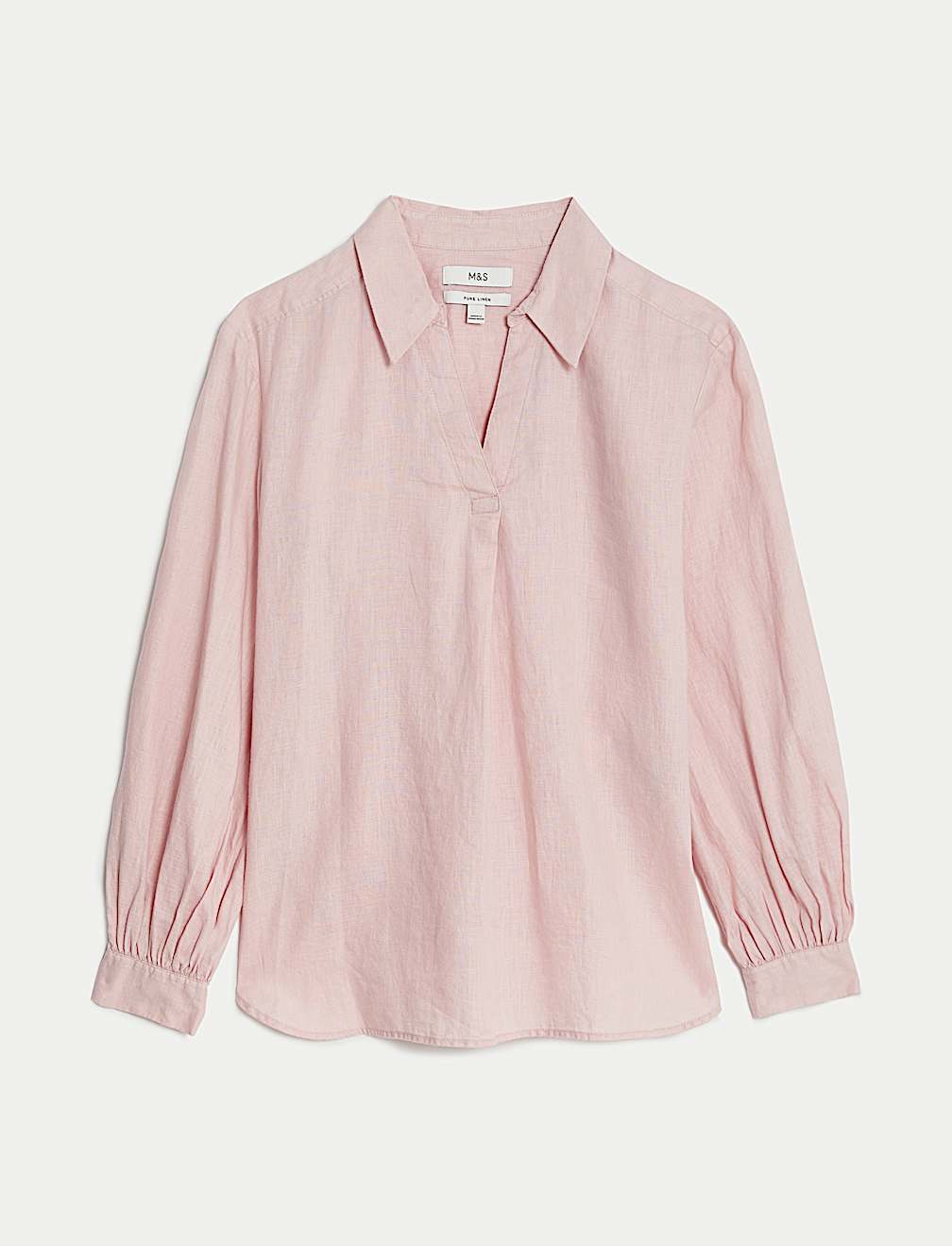 Pure Linen Collared Popover Blouse