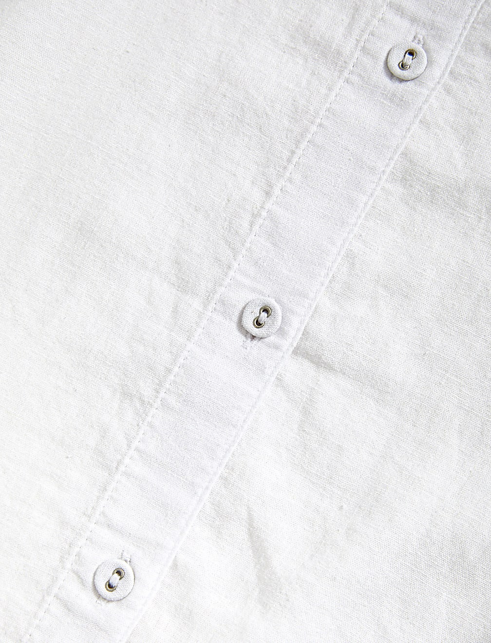 Linen Blend Round Neck Button Detail Blouse