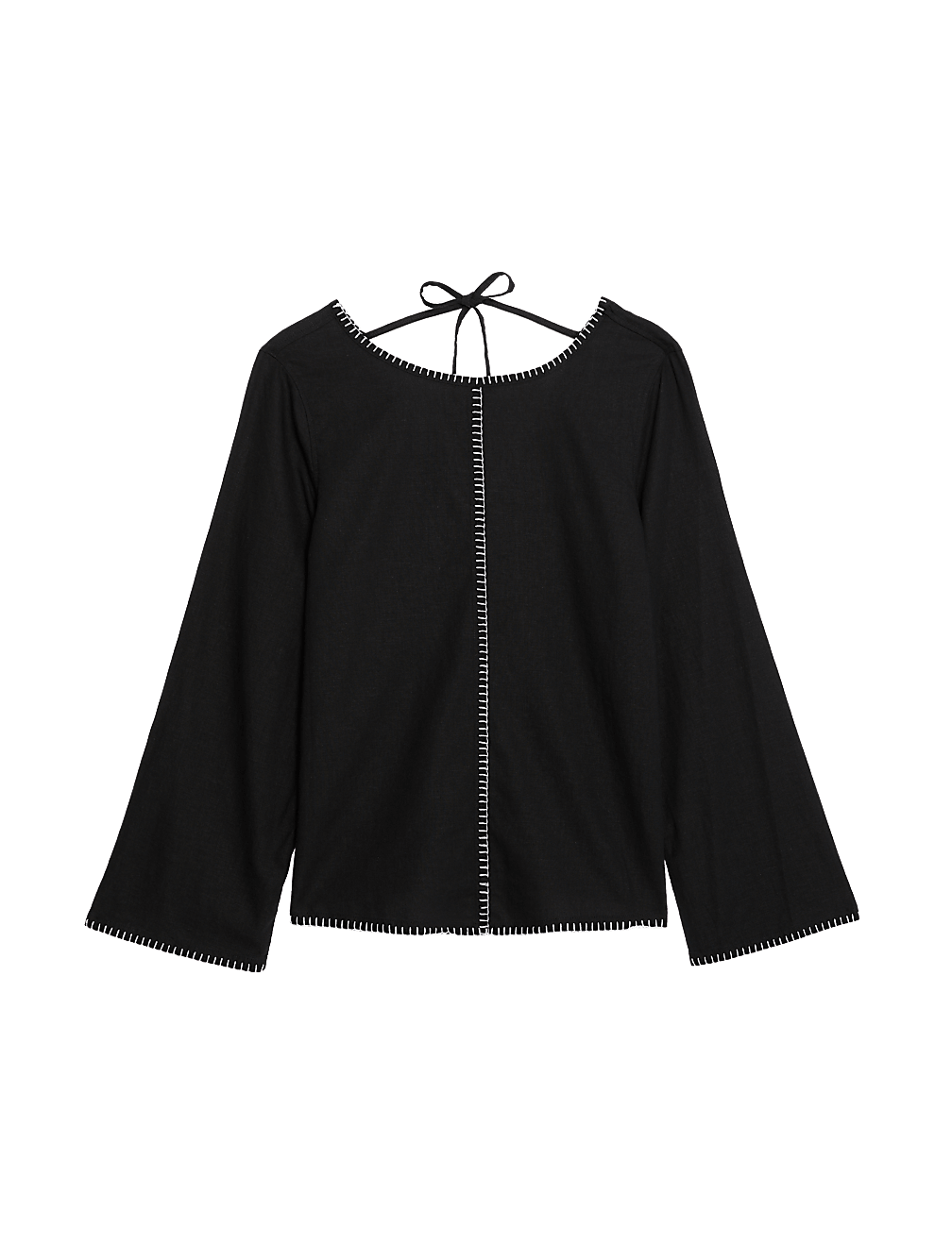 Linen Rich Tie Detail Blouse