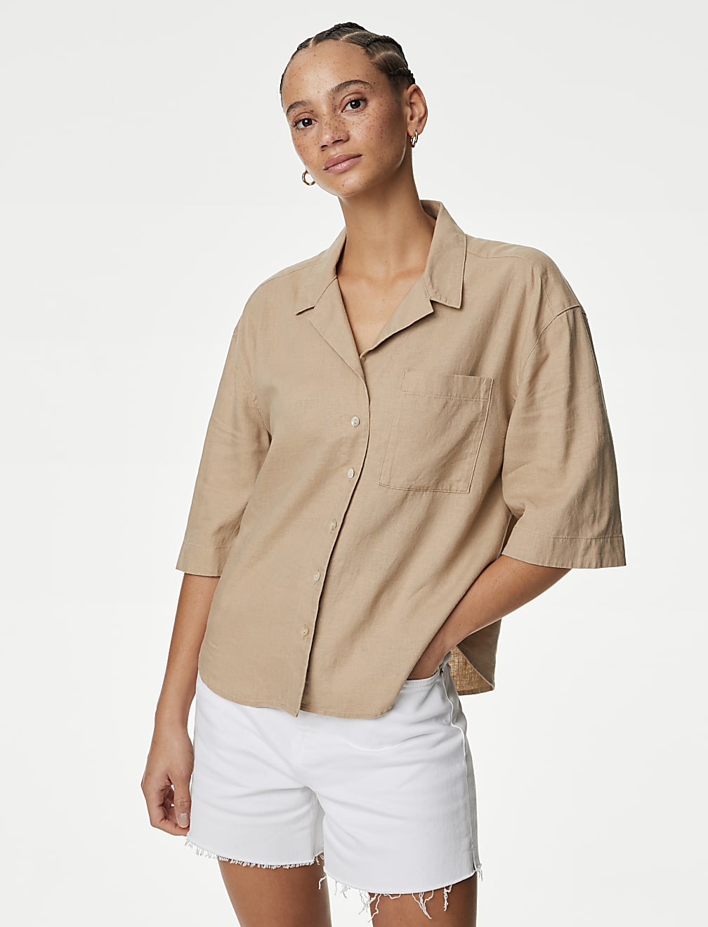 Linen Rich Collared Relaxed Shirt
