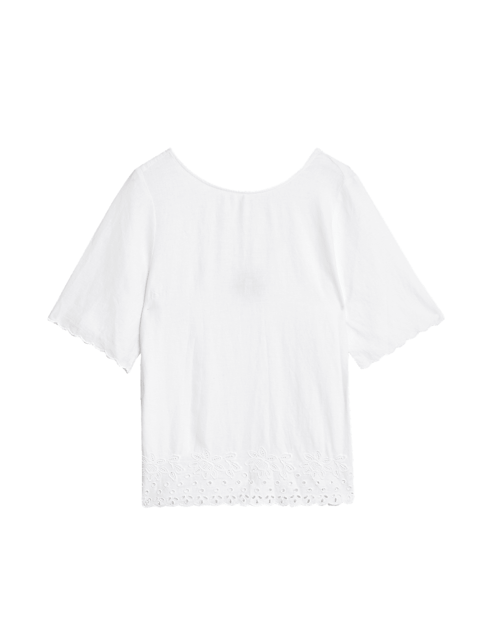 Linen Rich Broderie Regular Fit Top