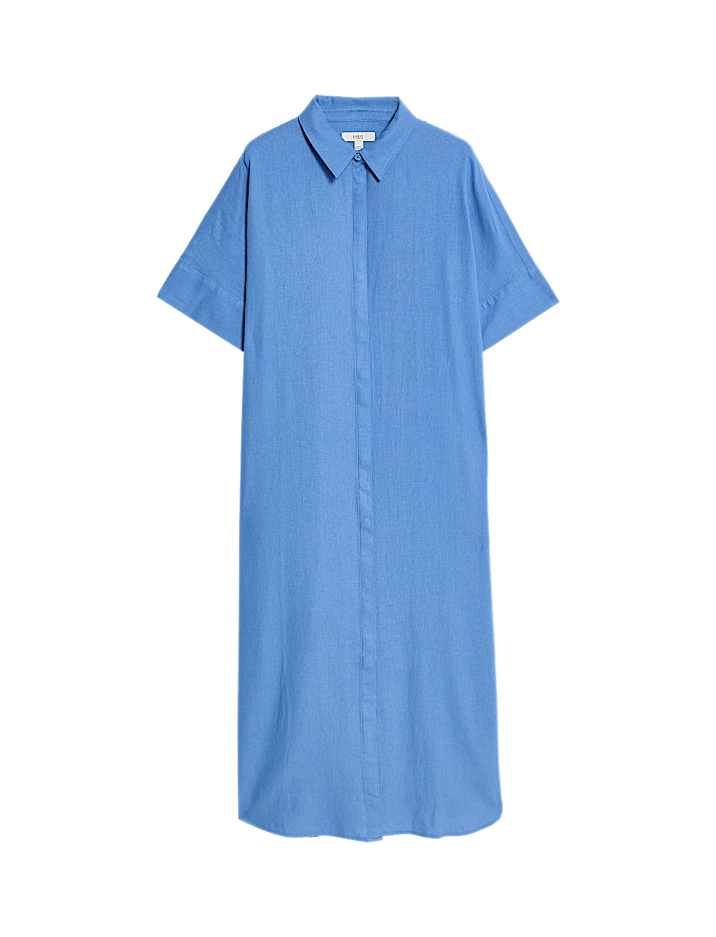 Linen Rich Collared Midi Shirt Dress