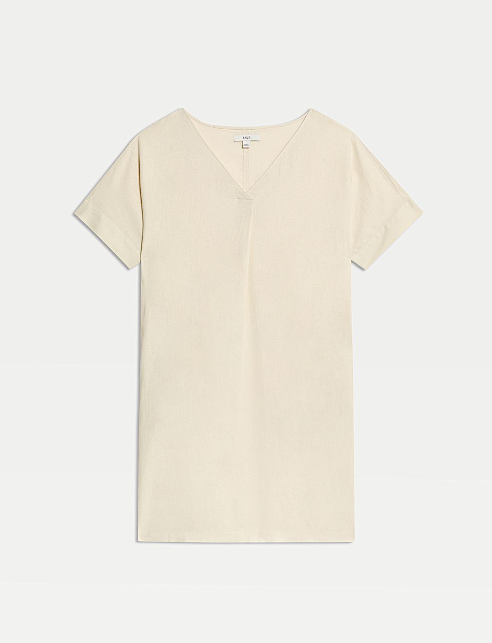 Linen Rich V-Neck Mini Shift Dress