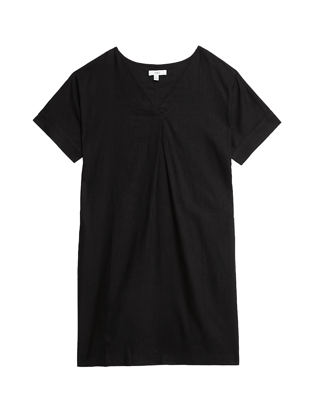 Linen Rich V-Neck Mini Shift Dress