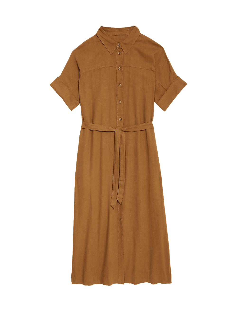 Linen Rich Button Through Midi Shirt Dress