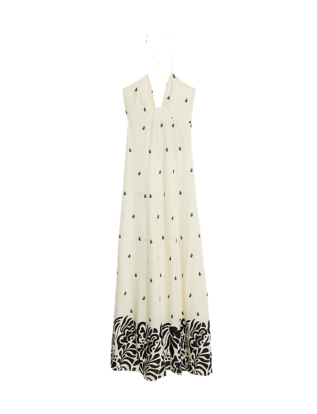 Printed Halter Neck Maxi Beach Dress