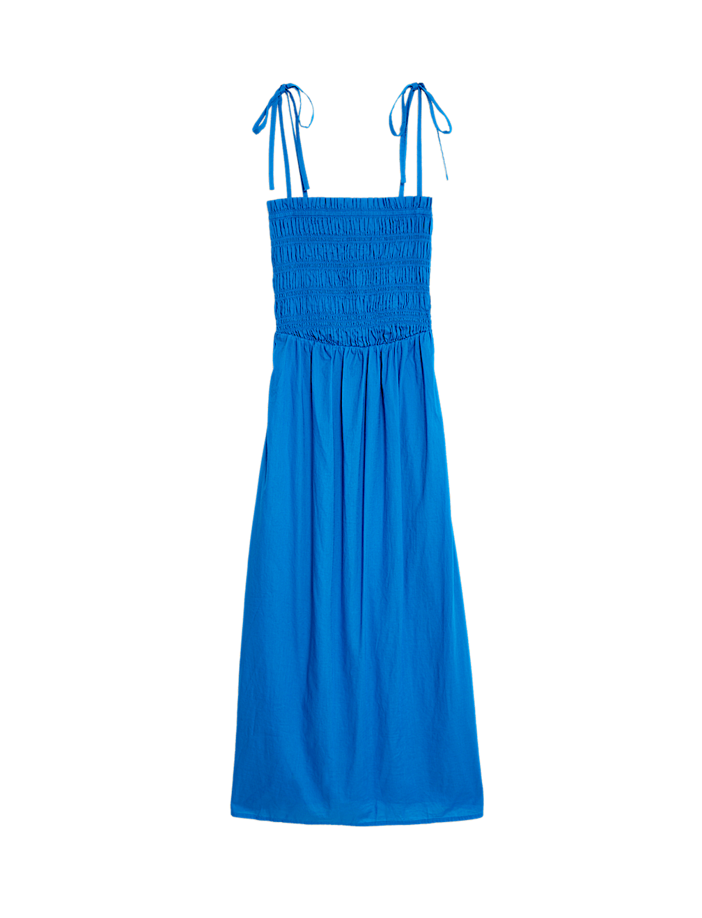 Pure Cotton Shirred Midi Beach Dress