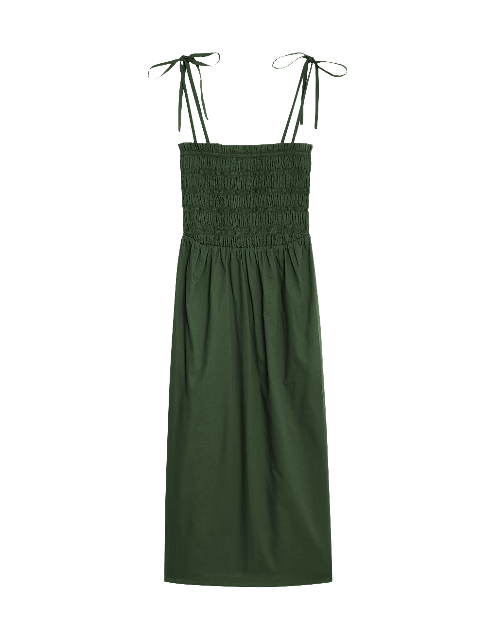 Pure Cotton Shirred Midi Beach Dress
